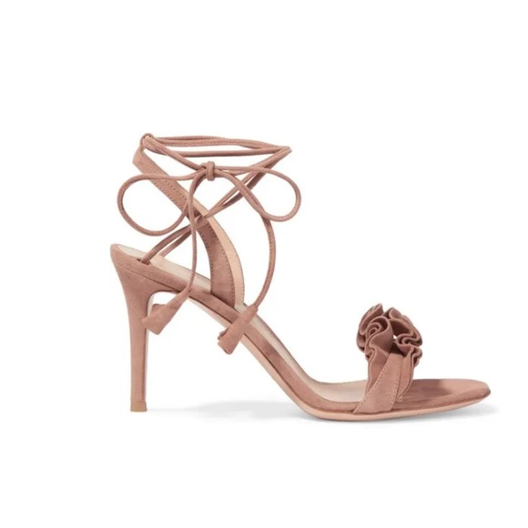Gianvito Rossi Flora 85 Ruffled Suede Sandals size 38